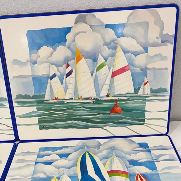 Pimpernel Placemats Regatta Boxed Set of 4 Nautical Sailing Table Mats - Picture 3 of 16